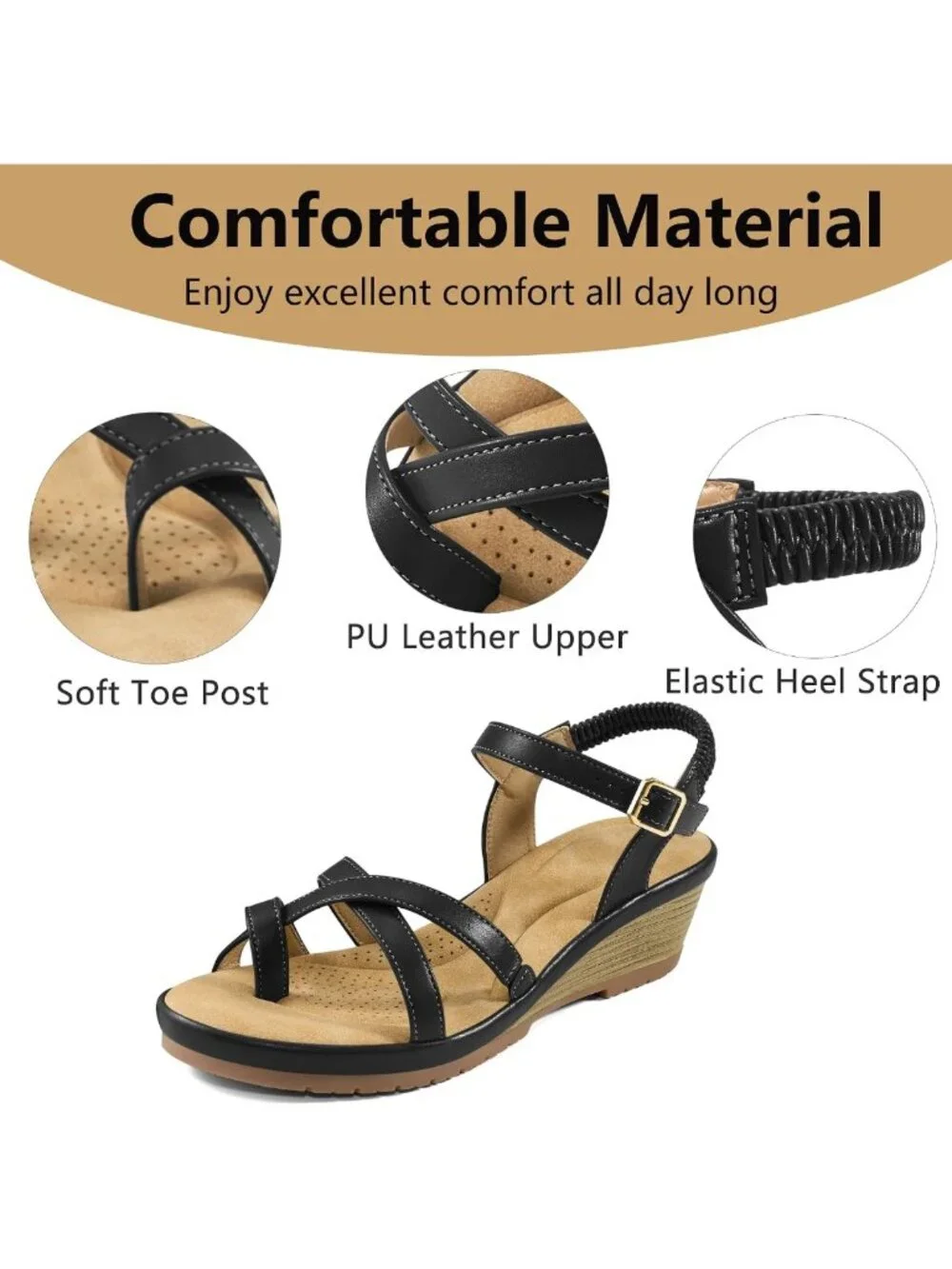 Stylish Women's Wedge Sandals - Comfortable Platform Shoes for Work & Casual